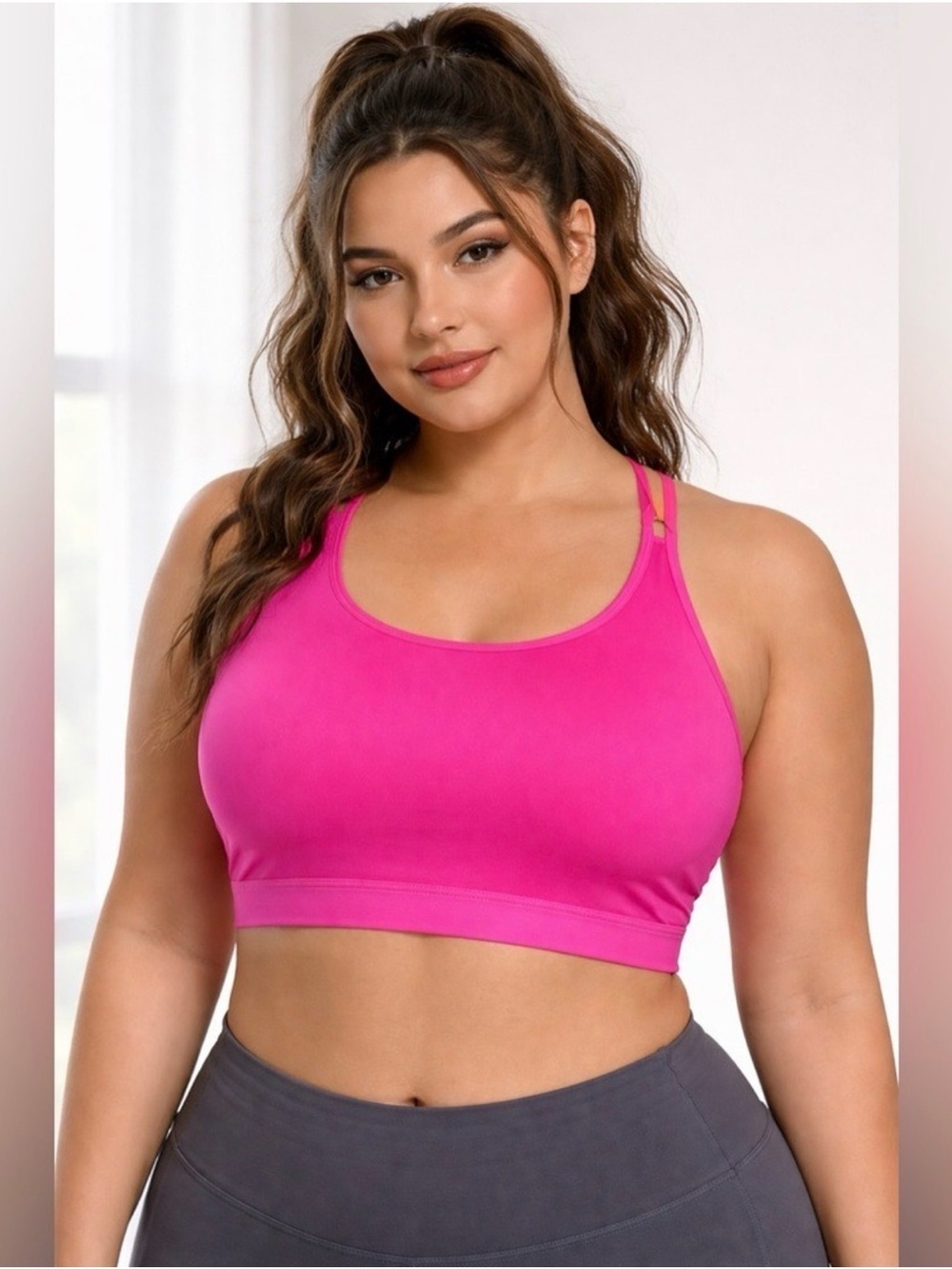 Avia Bright Pink Plus-Size Double-Strap Sports Bra